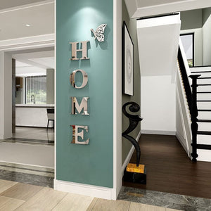 Home Wall Decor Letter Signs Acrylic Mirror Wall Stickers 47.2 X 15.7 inches (Silver)