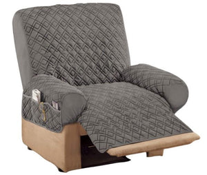 Diamond Quilted Stretch Recliner Cover with Storage Slate Gray Recliner