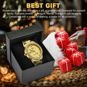 🌟LIMITED TIME SALE🌟Waterproof Gold Men's Watch Classic Stainless Steel Quartz Diamond Business Gift