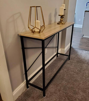 Narrow Console Tables for Entryway, Skinny Sofa Tables,Oak