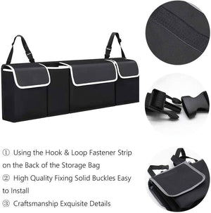 Car Trunk Organizer, Backseat Hanging Storage Bag, Foldable Tidy Trunk Organizer Large