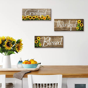 🔥Clearance🔥3 Pieces Sunflower Wall Sign for Bathroom Kitchen, 10 x 4 x 0.2 In Decor.