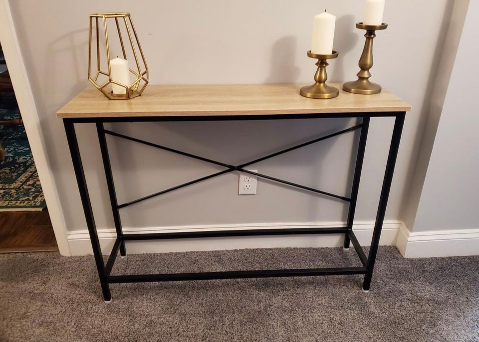 Narrow Console Tables for Entryway, Skinny Sofa Tables,Oak