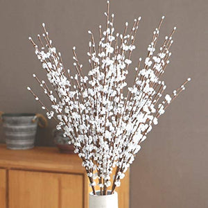 5 Pcs 30" Long Jasmine Artificial Flowers Faux Berries Fake Flower White
