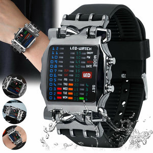 Luxury Men's Steel Watch LED Sports Date Digital Bracelet Waterproof Wristwatch
