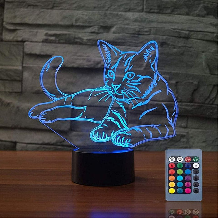 Cat 3D Illusion Table Lamp, Gawell 16 Colors Changing Touch with Remote Control