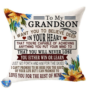 To My Grandson Sunflower You're Capable Pillow Case 18"x 18"