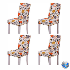 4PCS Stretch Removable Washable Dining Room Flower Chair Protector Slipcovers