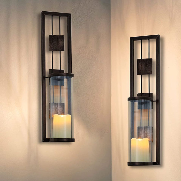 Wall Sconce Candle Holder Metal Wall Decorations for Living Room, Bathroom, Dining Room, Set of 2