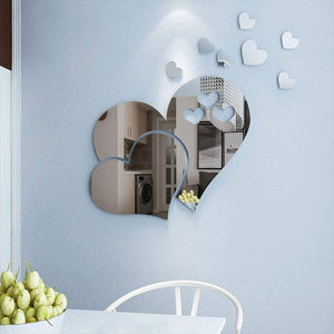 23pcs Heart Shape Mirror Wall Sticker 3D Art Wall Decal Removable Mirror Wall Sticker
