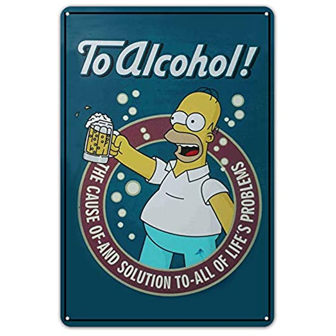 Simpsons Vintage Metal Tin Homer Poster Retro Duff Sign Home Decor 8 x 12 Inches