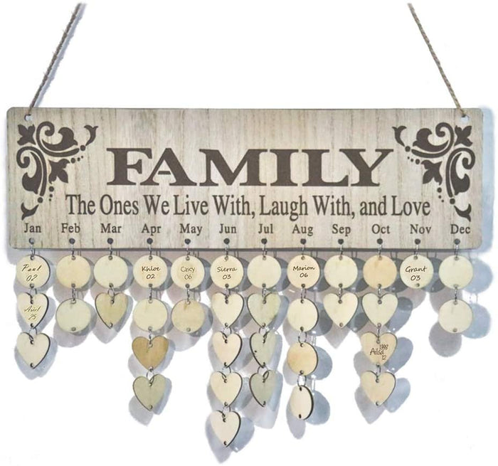 NEW SALE ❗ 🔥 Wooden Family Reminder Calendar Board Tracker Plaque 100 Wood Tags with Holes