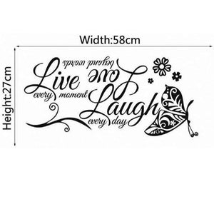 Live Laugh Love Butterfly Flower Home Decor Wall Art Sticker Decals