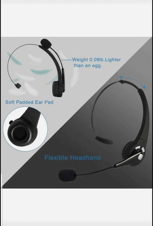 Wireless Headset Truck Driver Noise Cancelling Over-Head Bluetooth Headphones