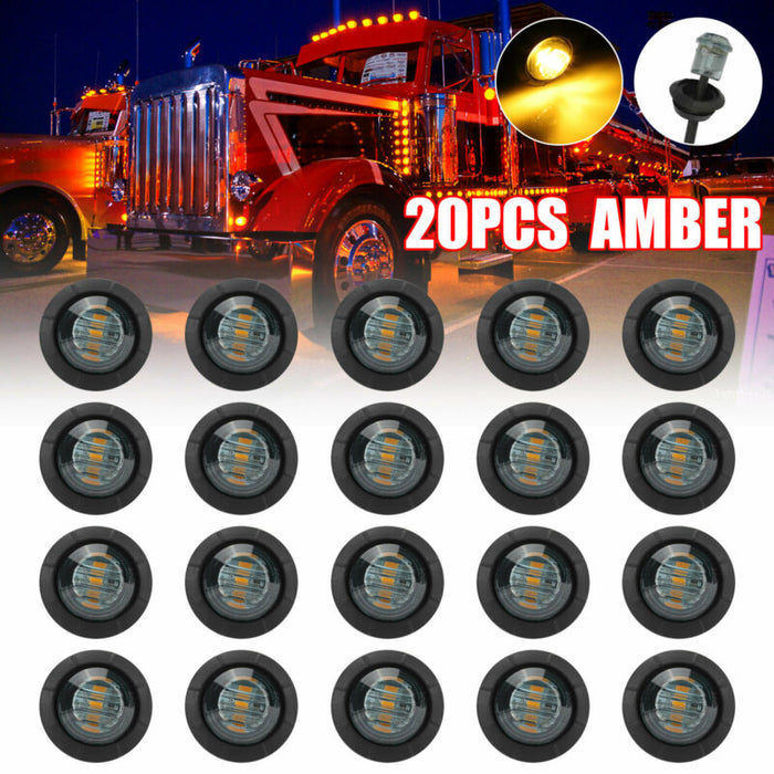 20x Smoked Amber 3 4 Bullet Round LED Side Marker Lights for Trailer Truck RV