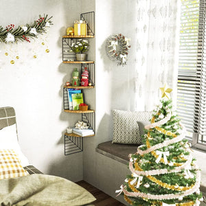 ✨NEW✨5 Tier Rustic Wood Floating Corner Shelf Wall Mount