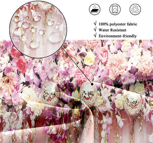 Bridal Floral Shower Curtain for Bathroom Flower Pink Rose Pattern Bath 72Wx72H Inch
