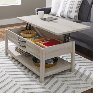 Cute Farmhouse LiftTop Coffee Table With Hidden Storage And Bottom Shelf, Large Bottom Shelf, NEW