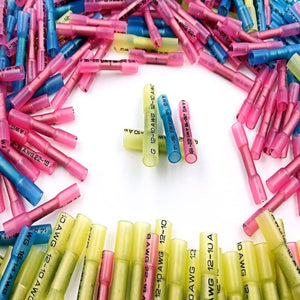 210Pcs Heat Shrink Butt Crimp Connectors Mixed w/ Solder Seal Wire Connectors
