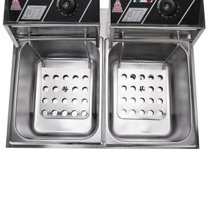 Deep Fryer | 5000W 12L Electric Deep Fryer Dual Tank Commercial Restaurant Stainless Steel US