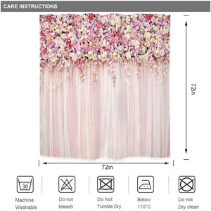 Bridal Floral Shower Curtain for Bathroom Flower Pink Rose Pattern Bath 72Wx72H Inch
