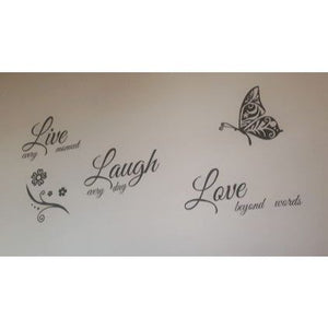 Live Laugh Love Butterfly Flower Home Decor Wall Art Sticker Decals