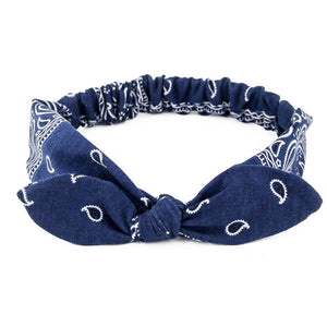 New 6 Pack Elastic Paisley Bandana Knot Headbands Rabbit Ear Bow Headband Turban