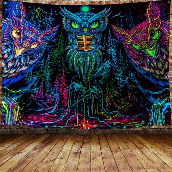 Psychedelic Owl Tapestry Wall Hanging (60"W X 40"H) NEW!!