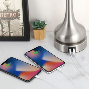 Set of 2 Table Lamps, Touch Activated, 2 USB Charging Ports, BRAND NEW Nightstand Light