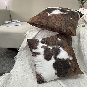 Set of 2 Cowhide Accent Throw Pillow Covers | 18x18
