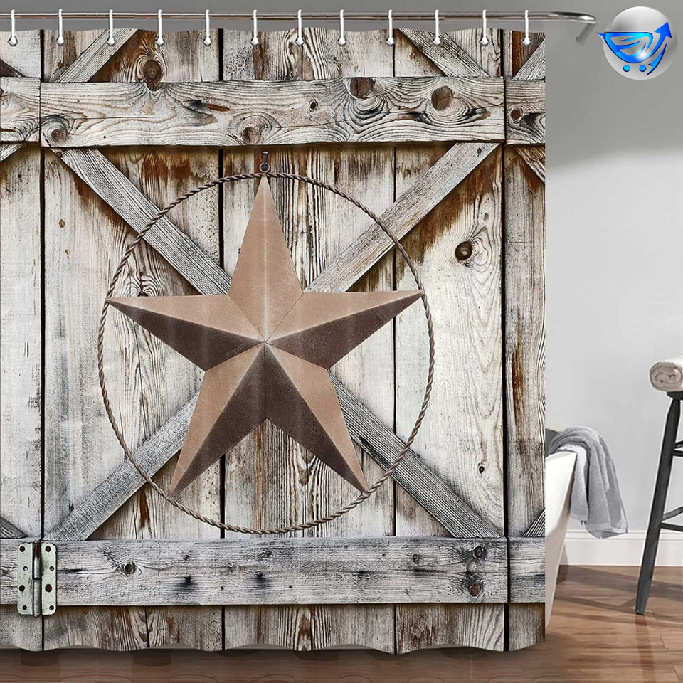 Rustic Western Texas Star Shower Curtain 72x72 Inch