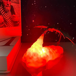 3D Printed Volcano Dragon Lamps, Dragon Fire Breathing Light w/ LED Warm Light w/ USB Rechargeable