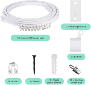 Ceiling Curtain Track Bendable Mount for Curtain Rail Bunk Bed Bay Window Room Divider 3 m/ 9.8 ft