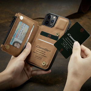 FOR iPhone 13/12/11 Pro Max Leather Wallet Zipper Magnet Flip Cover Card Case