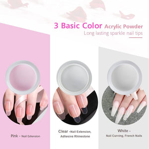 42 in 1 Acrylic Nail Kit, Nail Art Set Acrylic Powder Liquid Brush Glitter File French Tips Nail Art