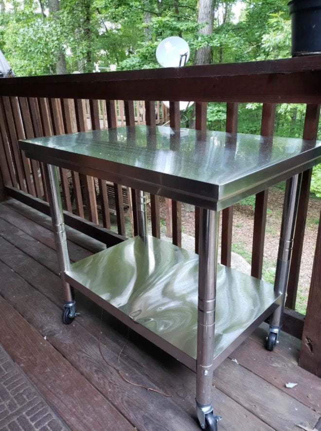 Rolling Stainless Steel Kitchen Prep Table 24" x 12" Adjustable Shelf Height **Brand New**