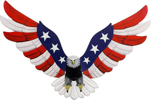 Metal American Flag Bald Eagle Wall Art 23.6" x 14" Hanging Patriotic Sculpture