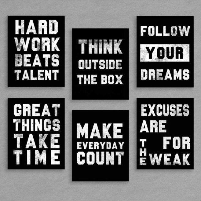 Set of 6 Inspirational Quote Wall Art Canvas Posters Decor Art Prints Unframed 8x10"