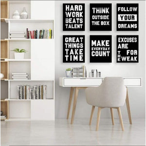 Set of 6 Inspirational Quote Wall Art Canvas Posters Decor Art Prints Unframed 8x10"