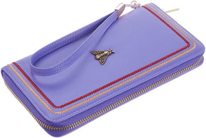 Lavender Womens Large Capacity Wallet Genuine Leather RFID Blocking Purse