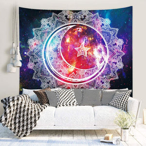 Sun and Moon Tapestry Psychedelic Wall Tapestry for Bedroom Wall Hanging Room Decor(59" X 51")