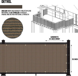 3x 15'Brown Privacy Deck Fence Screen Outdoor Protection Fencing Net Porch Patio