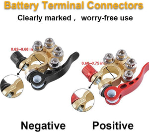 (2Pcs) Battery Terminal Clamp Connectors 4 Way Positive Negative