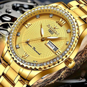 🌟LIMITED TIME SALE🌟Waterproof Gold Men's Watch Classic Stainless Steel Quartz Diamond Business Gift