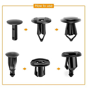 200 Pcs Push Bumper Fastener Rivet Clips, Universal Fender Plastic Retainer Clips