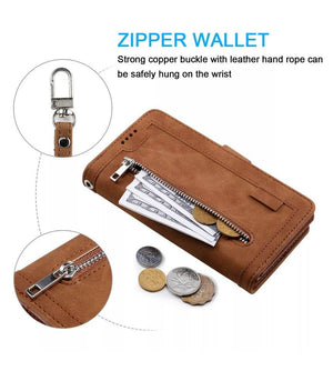 Zipper Leather Wallet Case For iPhone 13 12 11 Pro Max XS XR 678 Plus Flip Cover