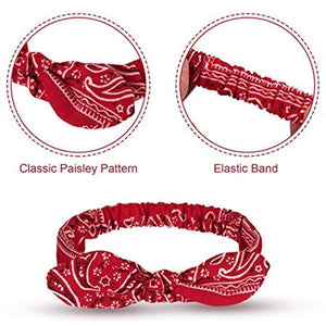 💕 6 Pack Elastic Paisley Headbands Rabbit Ear Bow Headband Turban Head wraps Hair Band for Women