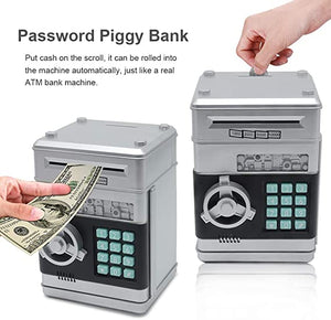 Piggy Bank, Electronic Real Cash Coin Money Bank with Safe Password Lock, Auto Scroll Pap...