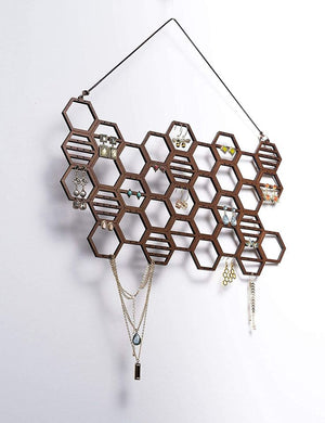 💯NEW❗ Hanging Holder Organizer Wall Display Jewelry for Stud Earrings Necklaces (Walnut)