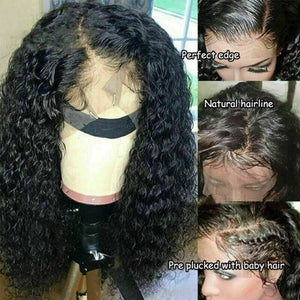 AA Human Hair Lace Front Wig Womens Brazilian Human Long Curly Wavy Hair Wigs